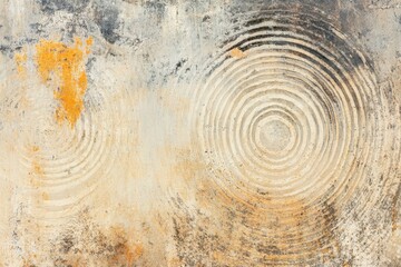 Weathered metal surface with concentric circles.  Rustic, textured circles on aged metal