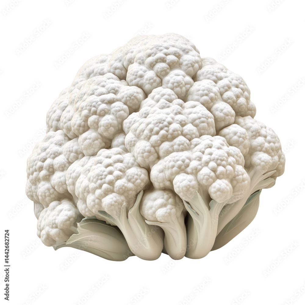Aufkleber Pristine cauliflower head isolated against pure backdrop showcasing intricate floret patterns