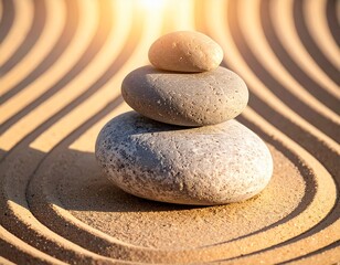 Stones and waves in the sand for timeout symbol