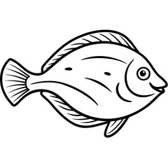 One-Line Flounder Vector Simplicity