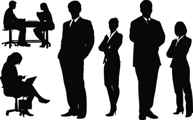 Business Team Silhouettes: Professional People Stock Images