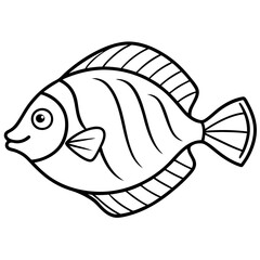 One-Line Flounder Vector Simplicity