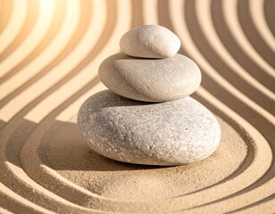 Stones and waves in the sand for timeout symbol