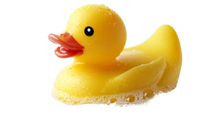 Rubber Duck in Bath Isolated on White Background for Creative Projects