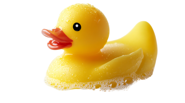 Rubber Duck in Bath Isolated on White Background for Creative Projects