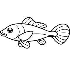 One-Line Lanternfish Vector Artwork