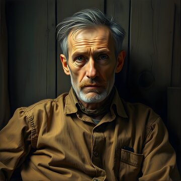 Retrato de un hombre desanimado, deprimido y triste