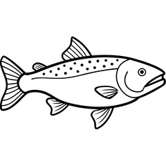 One-Line Trout Vector Design