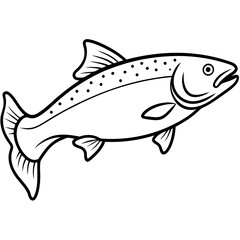 One-Line Trout Vector Design