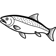 One-Line Trout Vector Design