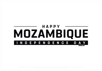 Mozambique Independence Day on a white background, Vector design of Independence Day of Mozambique, Typographic Design of Mozambique National Day, Flag typography of Mozambique