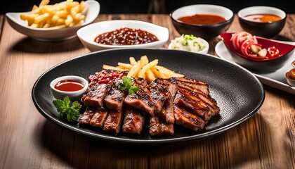 Delicious Grilled Meat Platter with Side Dishes