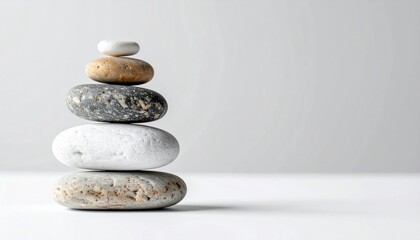 Balanced stone stacking art minimalistic studio setting photography calm environment close-up view zen concept