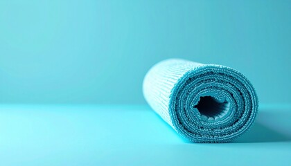 Yoga mat roll indoor studio product photography minimalist setting close-up view wellness and fitness