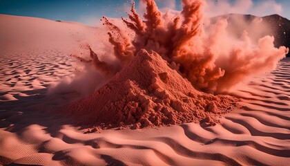 Red Sand Explosion in Desert