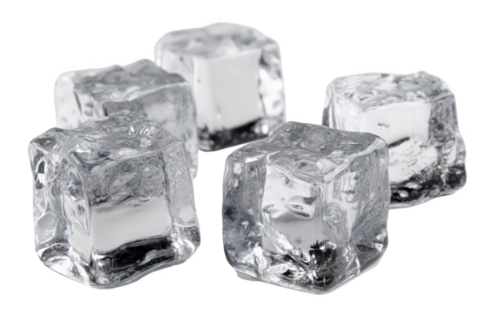 Group Of Clear Ice Cubes On Transparent Background