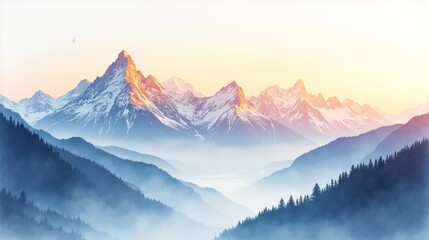 Tranquil Beauty of Mountain Sunrise