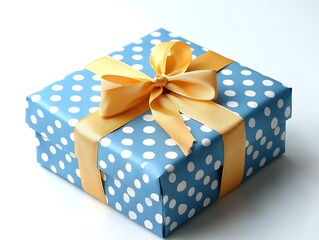 Blue gift box with gold ribbon