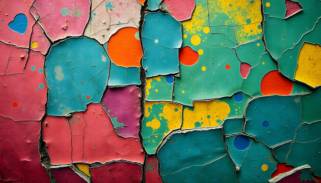 Grunge vintage colorful cracked texture. Useful as background, dinamic scene. with white shades