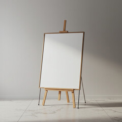 Blank White Canvas on Wooden Easel  Perfect for Art, Presentation, or Mockup Designs