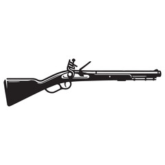 Historical Arquebus silhouette, marking a turning point in weaponry – Arquebus illustration – Minimalist Arquebus vector – Weapon silhouette

