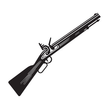 Early Arquebus silhouette, the precursor to modern firearms &ndash; Arquebus illustration &ndash; Minimalist Arquebus vector &ndash; Weapon silhouette

