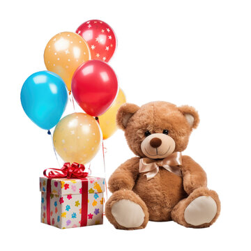 Birthday Robbot teddy bear Gift balloons transparent background