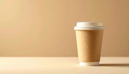 Coffee cup minimalist setting product photography neutral background close-up view beverage concept