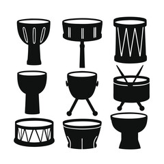 Collection of Nine Different Drum Silhouettes
