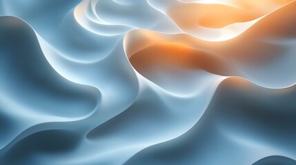 Obraz premium Abstract soft light blue flowing forms with orange accent. Modern graphic resource for contemporary projects, visual presentations, backgrounds.