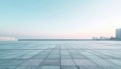 Fototapeta premium Calm horizon sunset urban space landscape photography minimalist environment wide angle view tranquil concept for seo impact