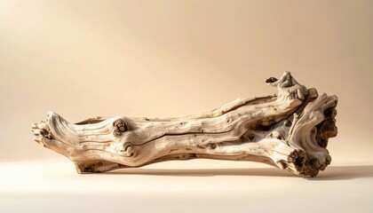 Fototapeta premium Artistic driftwood sculpture studio space natural art minimalistic environment close-up view organic design
