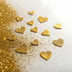 Gold Glitter Hearts Background: Valentine's Day Sparkle
