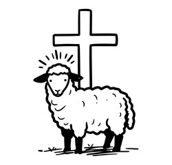 lamb of god with cross black silhouette vector christian religious symbol art