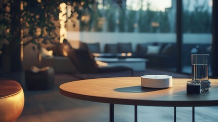 A Wi-Fi router placed on a stylish table ensures that the surrounding area enjoys uninterrupted internet access, allowing seamless connectivity.