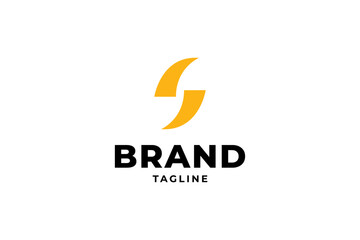 Obraz premium Abstract S letter logo with Thunder shape in yellow flat design