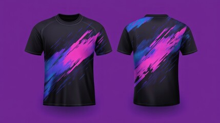 Abstract Brushstroke Design: Black T-Shirt Mockup