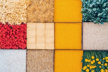 Agricultural display of various grains and plants