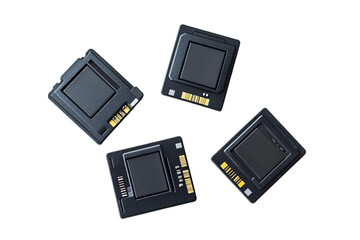 a group of black rectangular objects