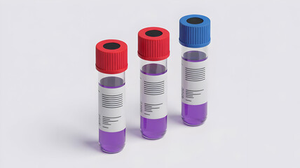 Colorful laboratory test tubes with colored caps displaying liquid sample for scientific research and analysis