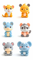 Obraz premium Adorable Cartoon Animals Set
