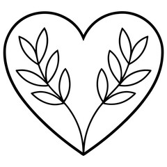 Heart and Leaves Line Art Fusion