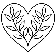 Heart and Leaves Line Art Fusion