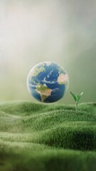 
"Earth Environmental Conservation Concept Art ,Sustainable Planet Earth Digital Illustration ,Beautiful Earth Environmental Conservation Artwork with Green Sprout"