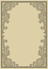 Line curl frame. Modern decorative linear background.