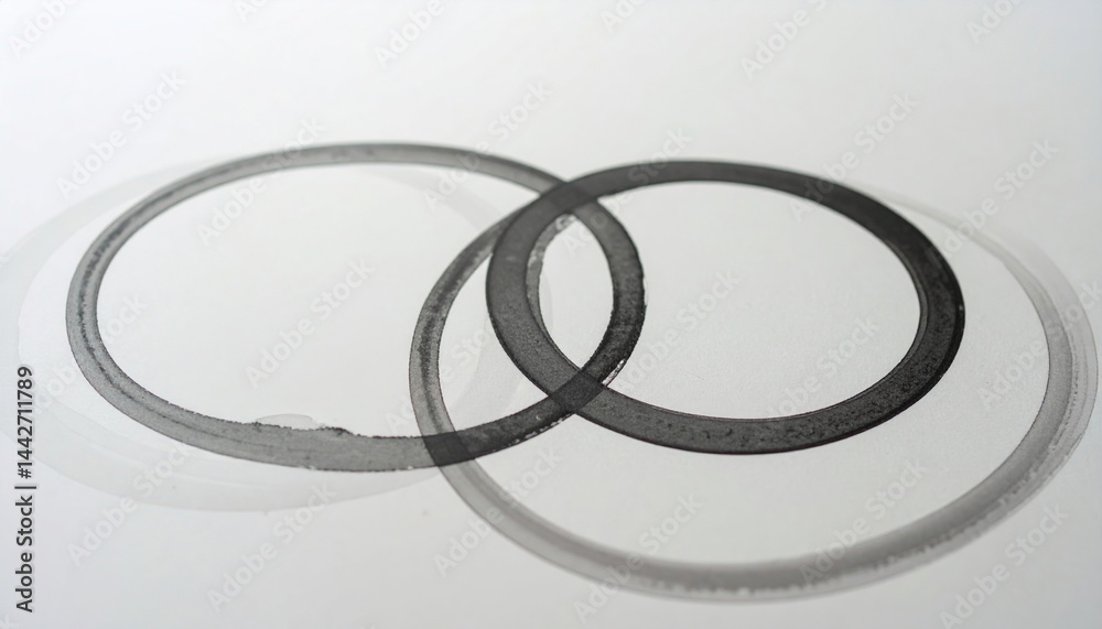 Poster intersecting circles abstract art minimalist design studio environment close-up view visual concept