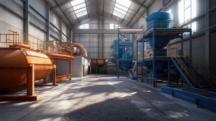 Fototapeta premium Structured production hall showcasing optimal equipment placement