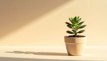 Fototapeta premium Indoor plant care succulent growth techniques home photography minimalist space close-up green living