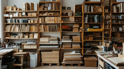 Fototapeta premium Untidy storage area with warped wooden planks