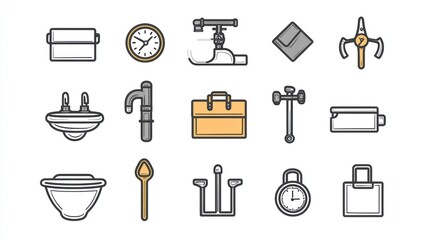 Fototapeta premium Plumbing, Tools, & Home Icons
